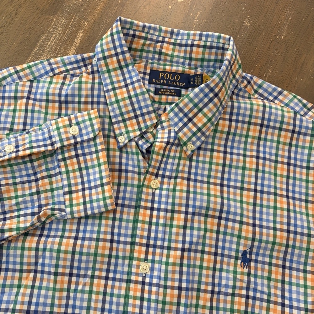 Polo Ralph Lauren Shirt Mens XL Performance Classic Button Up Preppy Gingham